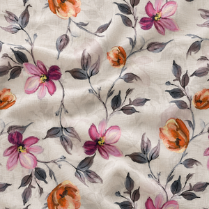 Enchanted Meadow Wildflower Print Linen Look Cotton Mull <b>Fabric</b>-<b>Medium</b> Weight Plain Woven for Apparel & Home Decor - Product Image 2