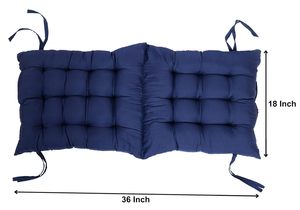 Woodensure Navy Blue Quilted Chair <b>Cushion</b> Set Lumbar Support Buttocks Anti-Slip Indoor Outdoor Use Polyester Cotton Seat - Product Image 3