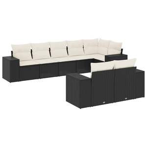 Conjunto de sofá de jardín de ratán blanco crema y negro con cojines, 6 plazas, muebles de exterior de estilo contemporáneo - Product Image 2