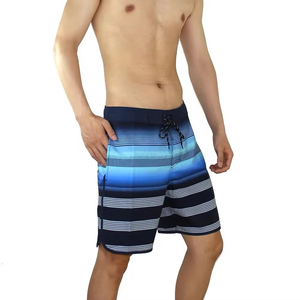 Custom <b>Men's</b> Gradient Striped Board Shorts Quick Dry Surf Swim <b>Trunks</b> with Side and Back Pockets Wholesale Summer Beach Wear - Product Image 1