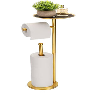 Shiny Polished Tissue Paper <b>Roll</b> Holder for Bathroom Decor Silver Color <b>Standing</b> <b>Toilet</b> Paper <b>Roll</b> Holder - Product Image 2