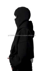 Sweat à capuche en coton avec logo personnalisé, double capuche, style ninja, double couche, pull-over grande taille, lourd, entièrement zippé, avec cagoule intégrée, pour hommes - Product Image 4