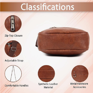 Leather Sling <b>Bag</b> Crossbody Shoulder <b>Bag</b> with Adjustable Strap for Travel, School, <b>College</b> & Daily Use - Product Image 4