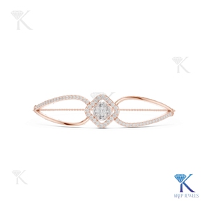 Lab Grown Diamond Geometric Cushion Halo <b>Bracelet</b> 14K <b>Solid</b> Gold Fine Luxury Chain Unisex Party Gift KRUP JEWELS - Product Image 2