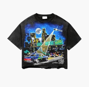 2026 TAHAD Customized Men's 100% Cotton Waffle Long Sleeved T-<b>shirt</b> Spray-painted <b>Flame</b> Cross Pattern Street Style - Product Image 2
