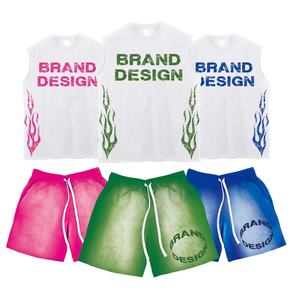ปรับแต่งอย่างเต็มที่ฤดูร้อนมาใหม่วิ่งจ๊อกกิ้งกีฬาเสื้อยืดและกางเกงขาสั้นสําหรับชาย 2 ชิ้นกางเกงขาสั้นผู้ชายสั้นและเสื้อยืด - Product Image 3