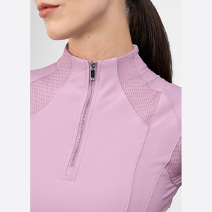 Camiseta de equitación ligera para mujer, con media cremallera, manga corta, transpirable, para montar a caballo - Product Image 4