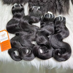 Extensions de cheveux ondulés sans corps synthétique vierge de qualité 12A avec des couleurs personnalisables de fermeture de lacet - Product Image 1