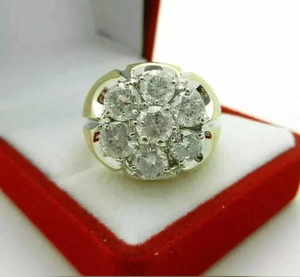 Real Moissanite Cluster Wedding <b>Ring</b> for <b>Men</b> & Women Gold Plated 925 Silver Engagement Promise <b>Ring</b> Unique Gifts Proposal <b>ring</b> - Product Image 2
