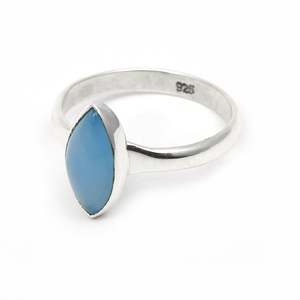 Stunning Marquise Cut Chalcedony Gemstone <b>Ring</b> <b>Crafted</b> From 925 Sterling Silver Handcrafted Engagement Band Bohemian Jewelry - Product Image 1
