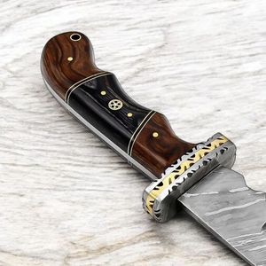 Couteaux de chasse de qualité avec lame fixe large, manche en bois riveté et étui de transport en cuir protecteur pour le camping - Product Image 2