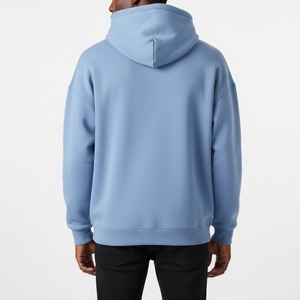 Sweat-shirt à capuche bleu clair pour homme, 100 % coton French Terry, décontracté, avec logo imprimé sur le devant, coupe oversize, hiver, streetwear éco-responsable - Product Image 6