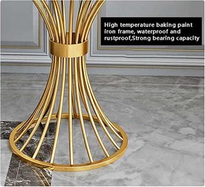 Luxury <b>Gold</b> Metal Round <b>Side</b> <b>Table</b> with Black Marble Top Modern Accent End <b>Table</b> for Living Room Bedroom Home Office Decor - Product Image 4