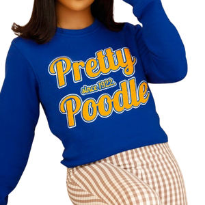 Sudadera de chenilla azul Pretty Poodle de Sigma Gamma Rho para mujer, mezcla de algodón, manga larga, estilo casual y elegante. - Product Image 2