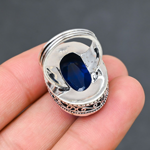 Magnifique bague tendance en topaze bleue de Londres, en argent sterling 925 massif, bijoux faits à la main, vente en gros directe d'usine - Product Image 4