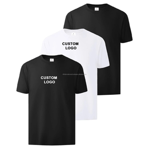 เสื้อยืดคอกลมแขนสั้นพิมพ์โลโก้ตามสั่งสำหรับผู้ชาย ทรงปกติ สีพื้น ผ้าคอตตอนเจอร์ซีย์ สวมใส่สบาย - Product Image 1