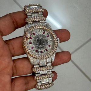 Reloj de Diamantes de Lujo Splendid Gift Jewelry, 28 mm, Caja de Plata con Moissanita, Movimiento de Cuarzo Analógico ETA, Cristal de Zafiro - Product Image 1
