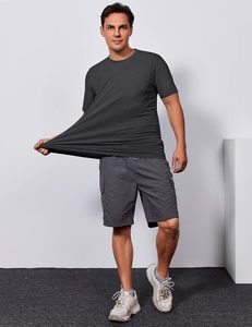 T-shirt à manches courtes pour homme, gris foncé, col rond, coupe classique, couleur unie, jersey décontracté, 100% coton - Product Image 5