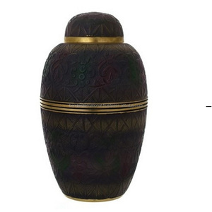 Urnas de cremación para adultos de latón clásicas y de alta calidad con diseño de revestimiento dorado y urnas funerarias de metal con acabado de color negro - Product Image 6