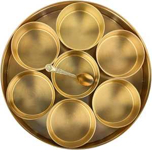 Handmade Brass Masala Dabba, Indian Spice <b>Box</b> with Spoon - Product Image 5