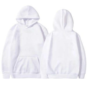 เสื้อฮู้ดสีขาวแบบยูนิเซ็กซ์ ทรงปกติ ผ้าถัก สวมใส่สบาย สีพื้น มีกระเป๋า แขนยาว รุ่น 2027 - Product Image 1