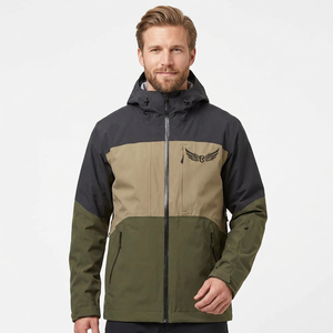 Men's <b>Waterproof</b> Hooded Jacket Color Blocking Polyester Casual <b>Winter</b> Outdoor <b>Coat</b> With Embroidered Logo Front Zipper - Product Image 6