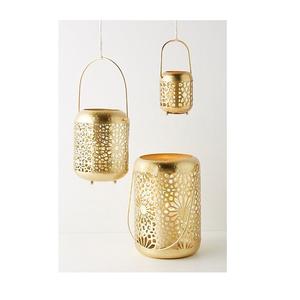 Portavelas Votivo de Metal Dorado Blanco de Gran Calidad, Corte en Espiral, Decoración para el Hogar - Product Image 4