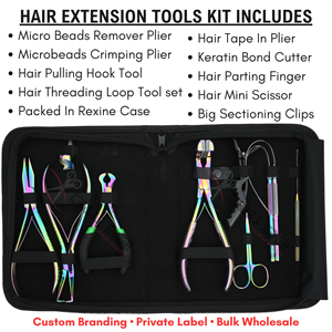 Hair Extension Tools Kit Rainbow Keratin Bond Cutter U-Tip Fusion Bond Removal Tool Rainbow Wire <b>Loop</b> Threader Pulling <b>Hook</b> Tool - Product Image 2