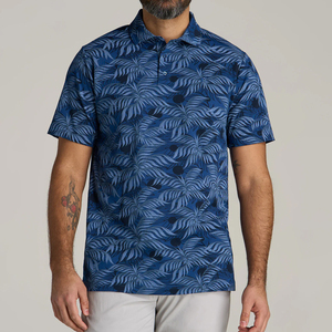 Polo homme personnalisé de haute qualité, imprimé, décontracté, été, bleu, imprimé palmiers, manches courtes, respirant, pour le golf - Product Image 1