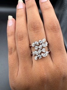 Anillo de Dos Bandas con Racimo de Diamantes de Moissanita de Múltiples Formas, Diseño Creativo, Unisex, Plata 925 Original, Regalo de Boda para Pareja - Product Image 6