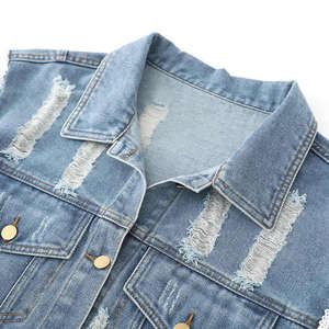 Women Cropped Jean Jacket Streetwear Fashion Casual Denim Outerwear Custom Logo For Modern Daily Style - Product Image 6
