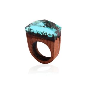 Epoxy Resin Wood Napkin Rings Factory Wholesale <b>Cheap</b> Price Wood Resin Glitter Design Tissue Holder Classic Design - Product Image 2