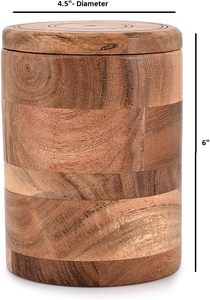 Recipiente Redondo de Madera de Acacia con Tapa de Clip, Diseño Artesanal Ecológico para Galletas, Café, Harina, Azúcar, Arroz - 4.5" X 4.5" X 6" - Product Image 4