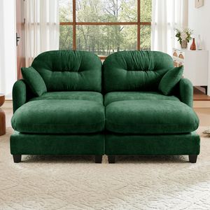Divani Sezionali in Tessuto Chenille Premium con Cuscini Morbidi, Design Trapuntato e Plissettato, Alta Densità, Ergonomici per Soggiorno - Product Image 2