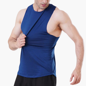 Camiseta sin mangas de poliéster personalizada al por mayor para hombre, camiseta deportiva sin mangas, chaleco de gimnasio, camiseta interior deportiva en blanco para fitness y entrenamiento - Product Image 3