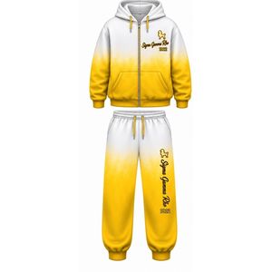 Ensemble de survêtement tie-dye blanc et or pour femmes Sigma Gamma Rho, sweat à capuche oversize et pantalon, style streetwear personnalisé pour sororité grecque - Product Image 1