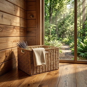 Cesta de Almacenamiento de Fibra Natural, Cesto Tejido a Mano, Organizador Encajable, Caja Texturizada de Artesano Balinés, Decoración Boho para el Hogar - Product Image 4