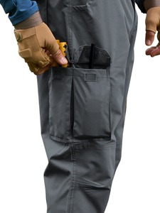 Pantalon de travail cargo gris pour homme, taille haute, plusieurs poches, séchage rapide, pantalon utilitaire pour activités de plein air - Product Image 4
