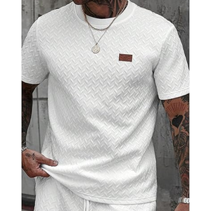 Camiseta Casual para Hombre, Cuello Redondo Clásico, Manga Corta, Texturizada, Corte Ajustado, para Verano - Product Image 5