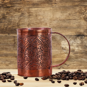 Taza de café de cobre artesanal de Cachemira grabada a mano, tapa clásica a prueba de fugas de cobre de mula de Moscú, aislamiento al vacío, tazas de café - Product Image 1