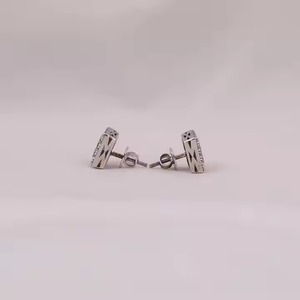 Women's Hoop <b>Earrings</b> in 10k White Gold with Moissanite Simple Round Shape Diamond Trendy Jewelry IGI Certified Silver Plated - Product Image 2