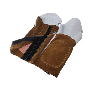 Bottes de soudeur en cuir de vachette robustes, couvre-chaussures résistants à l'abrasion, protège-tibias pour les soudeurs de la construction, vêtements de sécurité thermique - Product Image 1