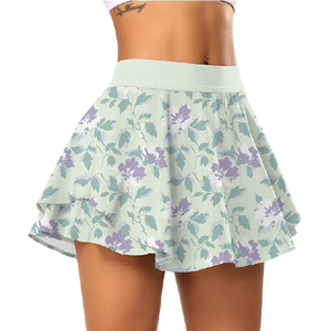 Jupes de tennis pour femmes, séchage rapide, haute élasticité, respirantes, anti-UV, sans coutures, sur mesure, imprimées de fleurs, pour femmes - Product Image 1