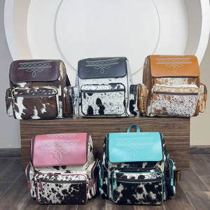 Factory Direct Wholesale Genuine Cowhide Leather with Boot Stitch <b>Backpack</b> Purse Tooled Flap Women Travel <b>School</b> Fashion Backpac - Product Image 4