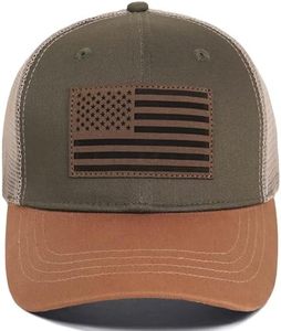 Gorra Trucker con Parche de Bandera Americana Personalizada, Visera Verde Oliva, Parte Trasera de Malla Premium, Venta al Por Mayor Directa de Fábrica - Product Image 1