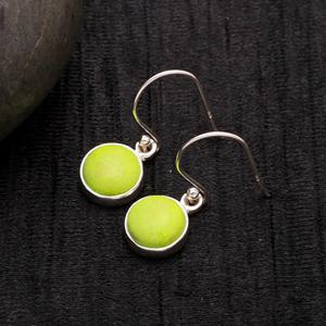 Handmade Round Shape Drop Christian Fashion Gift Women 925 <b>Sterling</b> <b>Silver</b> Natural Green Turquoise Bohemian Dangle <b>Earrings</b> - Product Image 3