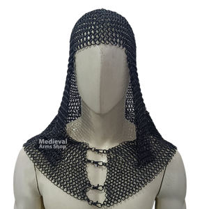 Capucha de Cota de Armadura Medieval con Apertura Frontal, de Acero Suave con Anillos Entrelazados, Protección para Cabeza y Cuello para Disfraces de Caballero y Reenactamiento - Product Image 1