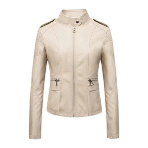 <b>Men's</b> PU <b>Leather</b> Moto Biker <b>Jacket</b> Stand Collar Zipper Closure Slim Fit Autumn Style - Product Image 4