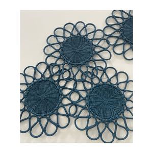 Assiette ronde en rotin artisanale du Vietnam - Vente en gros, design floral vintage écologique, décoration murale et dessous de plat durable - Product Image 5