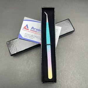 แหนบหนีบขนตาแบบสองสีทำจากสเตนเลสใช้ติดเพชรปรับแต่งโลโก้ได้อย่างยั่งยืน45องศา - Product Image 1